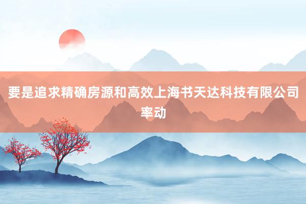 要是追求精确房源和高效上海书天达科技有限公司率动